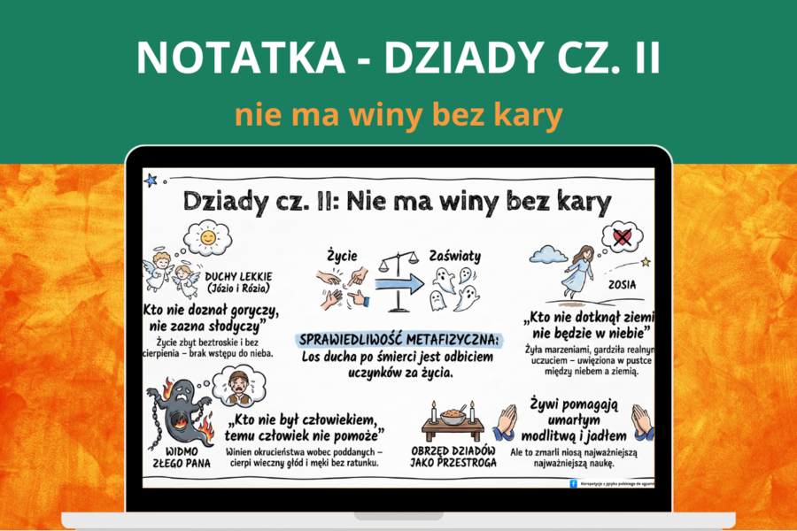 Motyw „nie ma winy bez kary” – Dziady cz. II notatka | darmowa notatka, język polski, egzamin ósmoklasisty