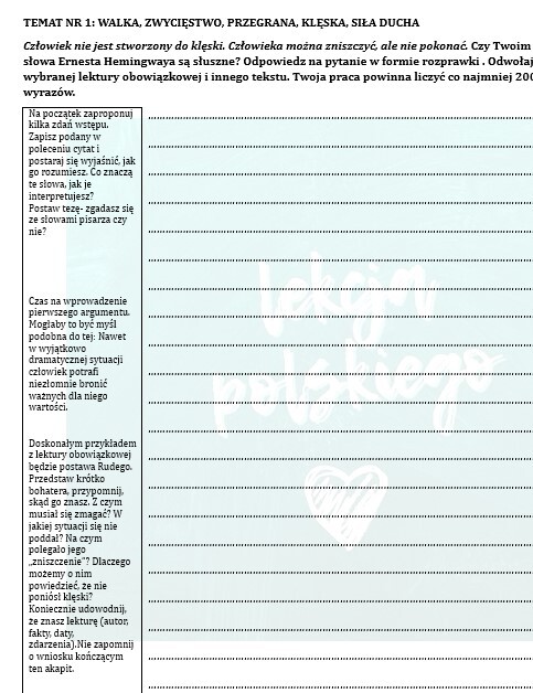 ROZPRAWKA KROK PO KROKU, ROZPRAWKA Z DRABINKĄ KONTROLNĄ