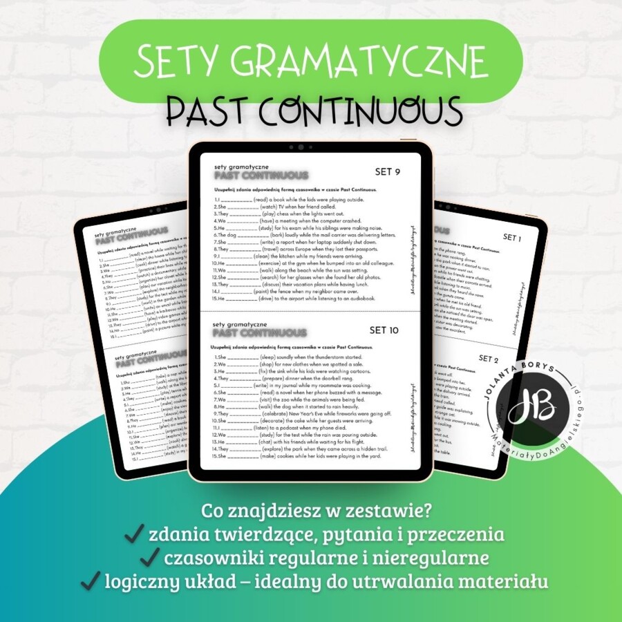 Gramatyka - 20 gotowych setów gramatycznych – Past Continuous - SP i LO