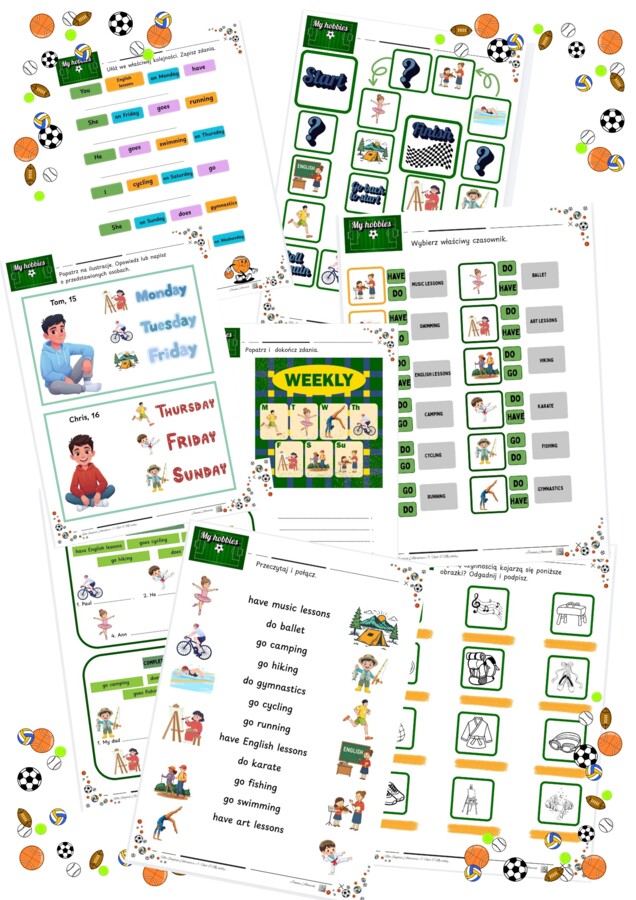 Karty pracy New English Adventure 3 Unit 6 My hobbies