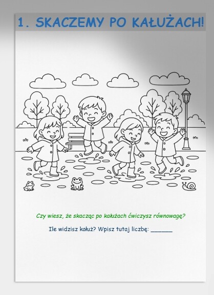 Kolorowanka: "Co robimy gdy pada deszcz?"