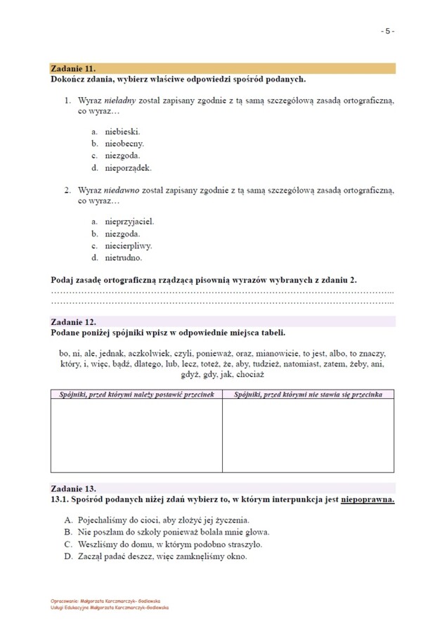 55 zadańz ortografii i interpunkcji