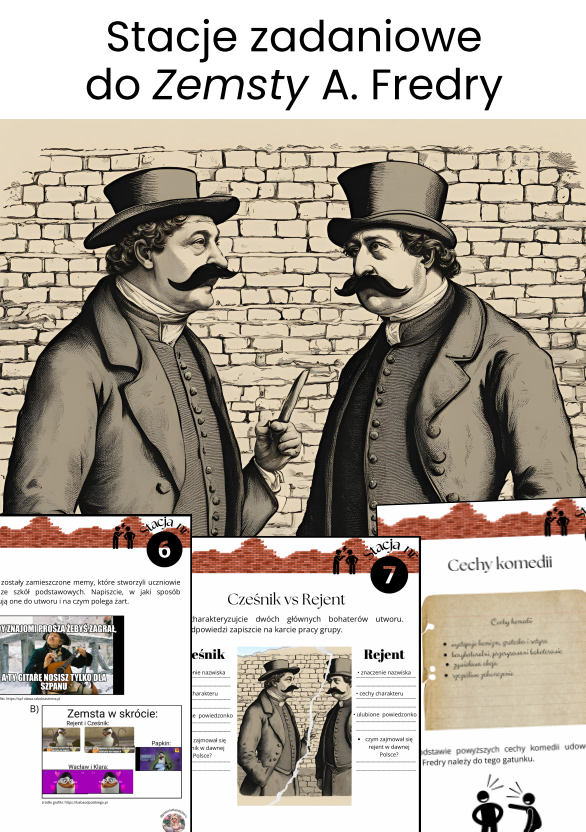 Stacje zadaniowe, Zemsta A. Fredry, 7 stacji z zadaniami