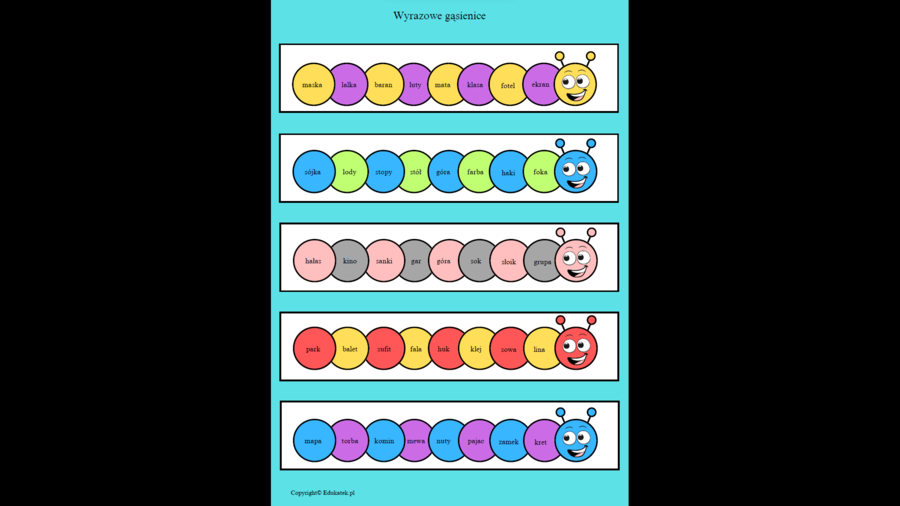 Wyrazowe gąsienice – zabawa edukacyjna