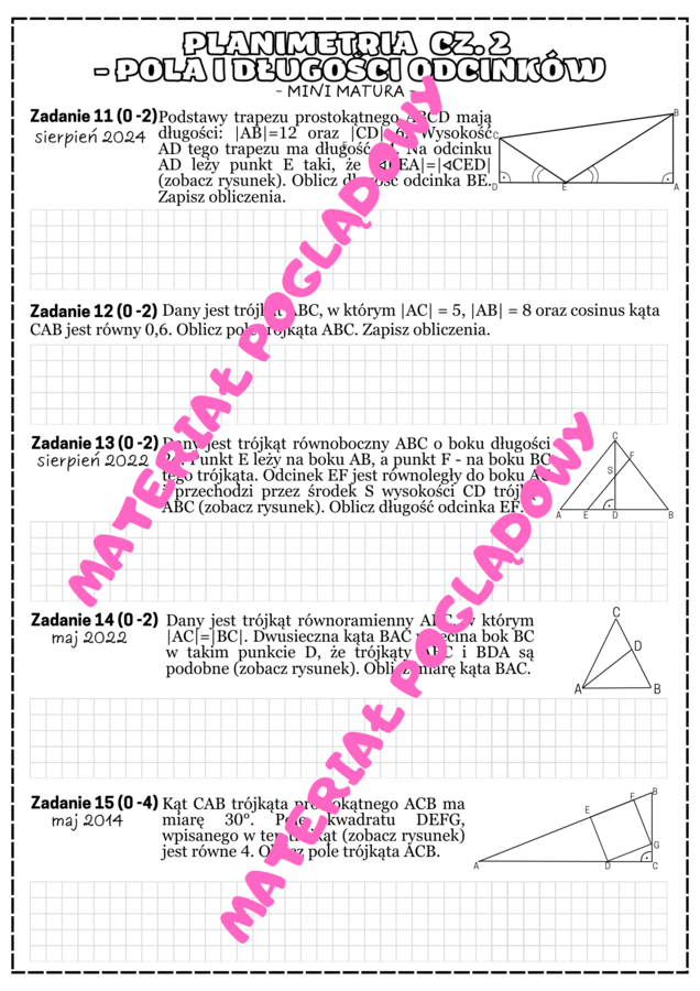 MINI MATURA - PLANIMETRIA cz.2 (pola i odcinki)