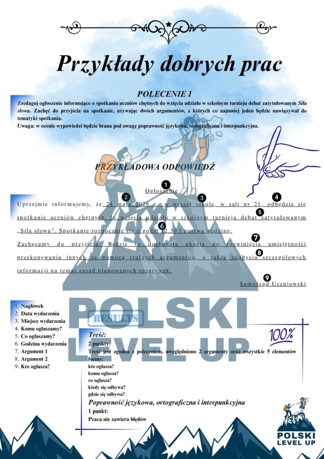 Krótkie formy wypowiedzi E8_zaproszenie i ogłoszenie_Polski Level Up