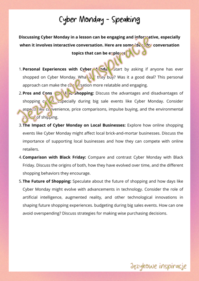 Cyber Monday - gotowa lekcja