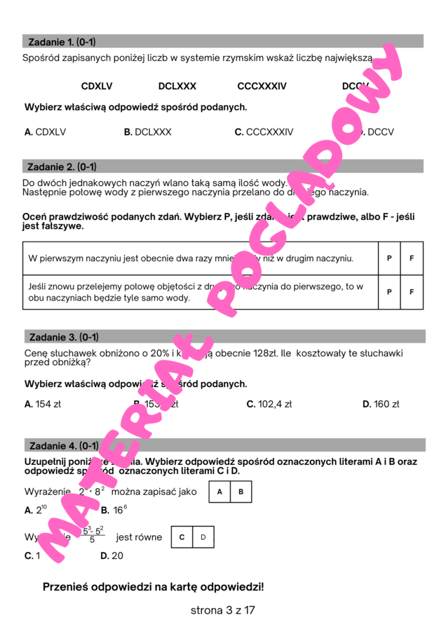 Próbny egzamin ósmoklasisty 2024/2025 matematyka