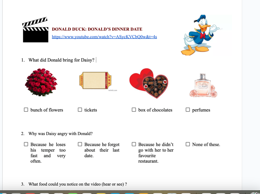 Donald's dinner date - karty pracy do krótkiego filmu animowanego