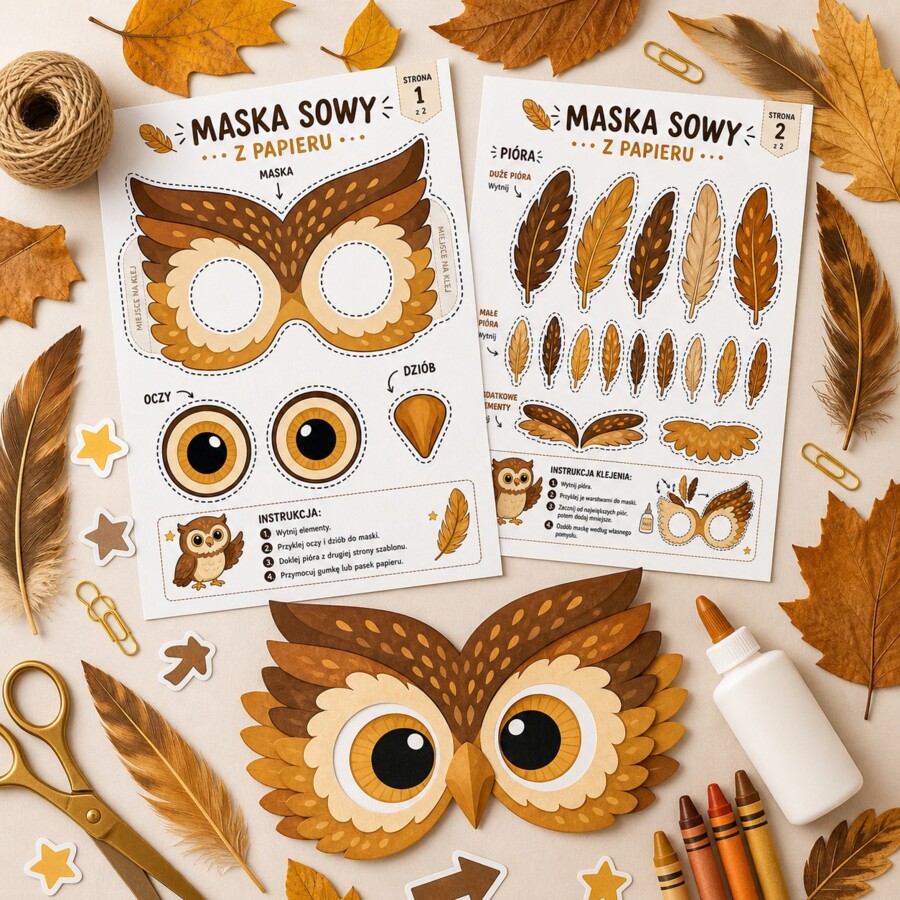 Maska sowy z papieru