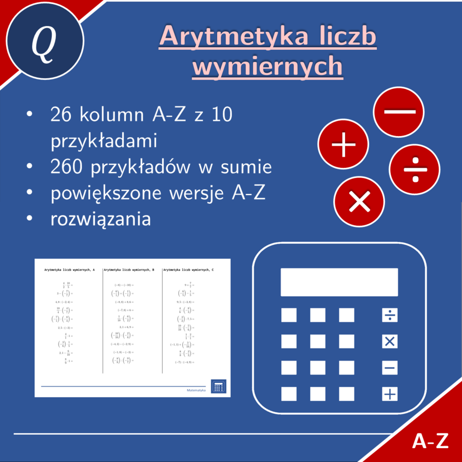 Arytmetyka liczb wymiernych | matematyka | 26 kolumn