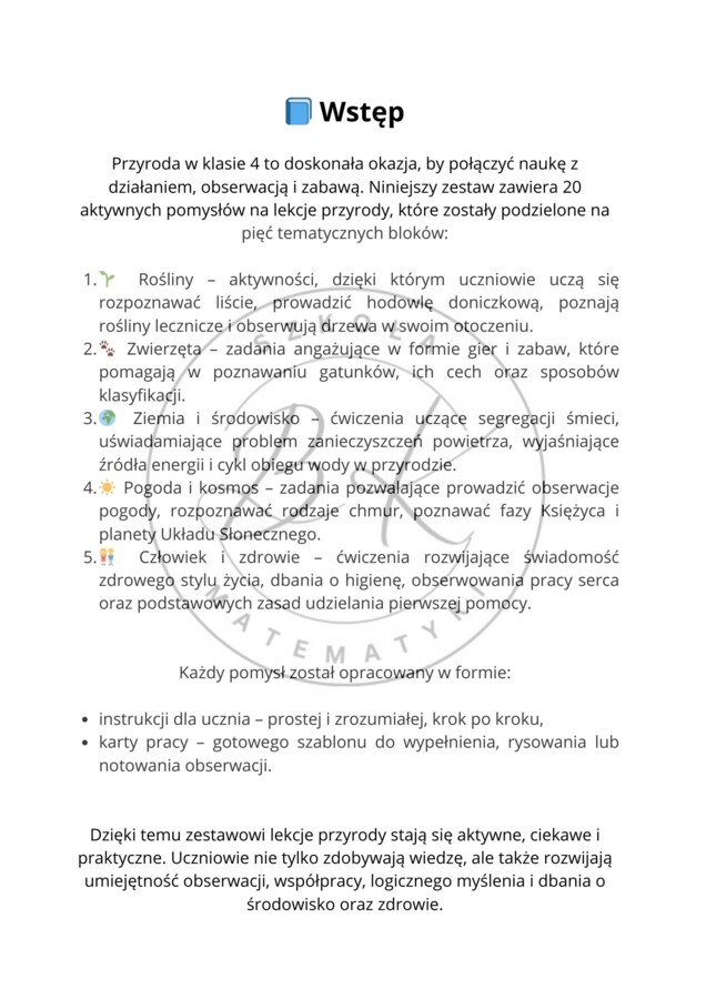 50 aktywnych pomysłów na rozpoczęcie lekcji- przyroda