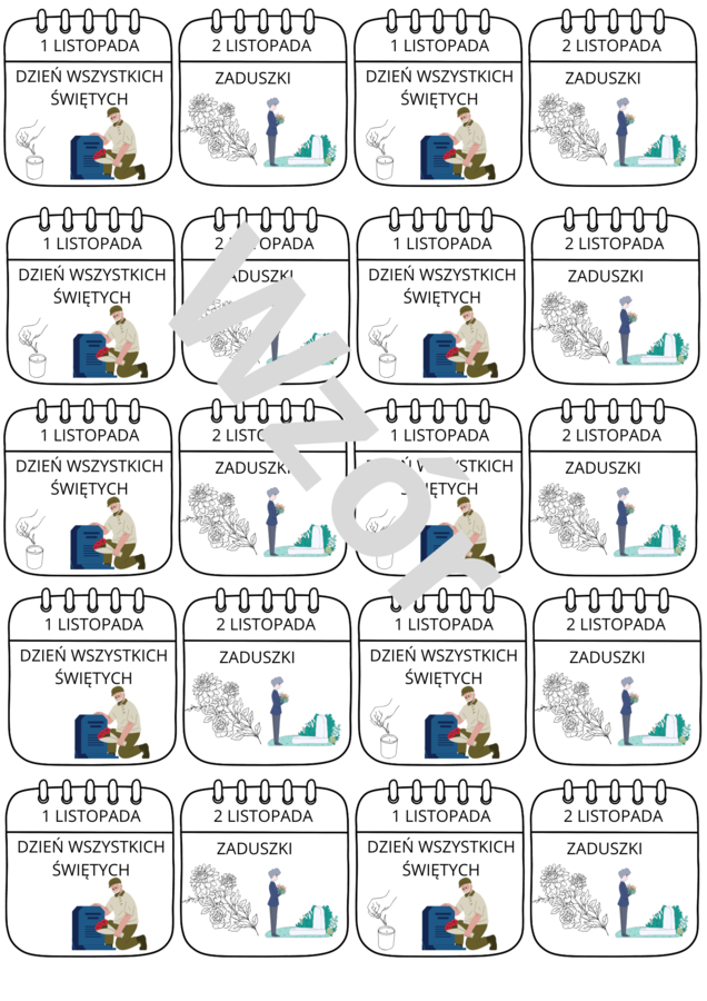 Dzień Wszystkich Świętych/Zaduszki- wklejka do zeszytu