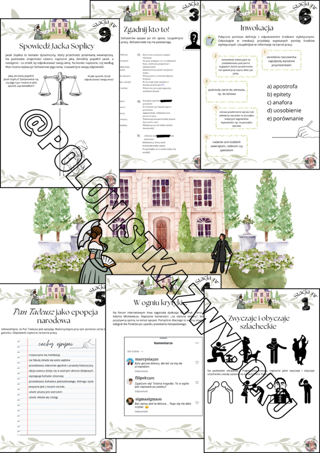 Stacje zadaniowe, Pan Tadeusz Adama Mickiewicza, egzamin ósmoklasisty