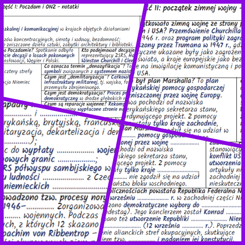 Nowy ład europejski i początek zimnej wojny – zestaw dwóch notatek i kart pracy