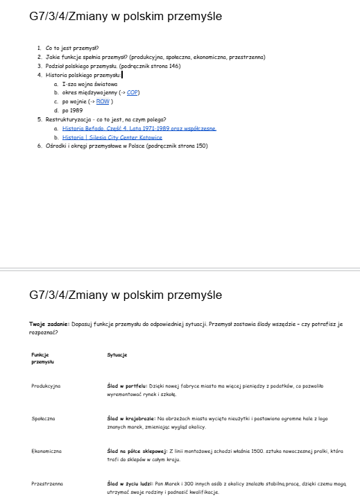 Zmiany w polskim przemyśle - geografia w klasie 7