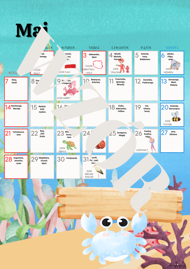 Kalendarz Dni Nietypowych 2022/2023 - krab