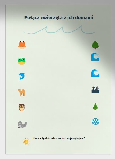 Karty pracy. Zwierzęta i ich siedliska. Kolorowanki z ekologicznymi przesłaniami. "Znajdź różnice" - elementy przyrody.