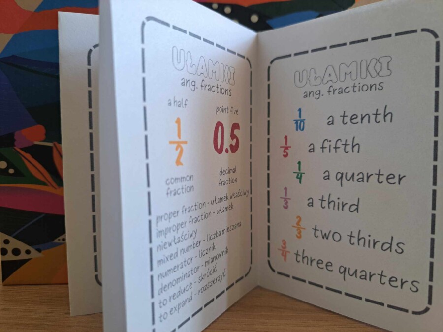 English in Math. Słowniczek polsko angielski (matematyka). Plansze/książeczka/gazetka ze zwrotami w języku angielskim