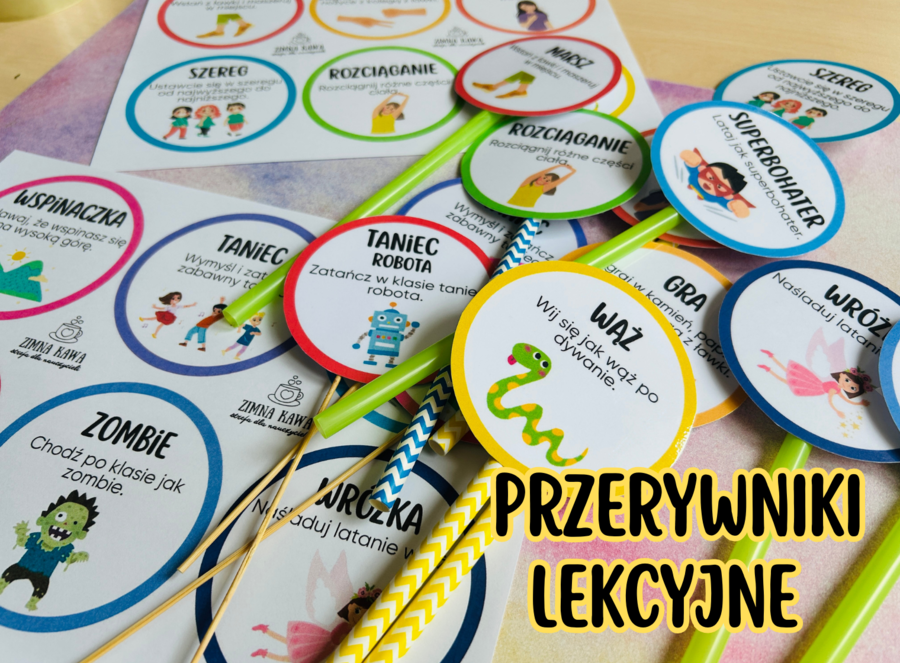 Przerywniki lekcyjne - koła do druku ("lizaki")