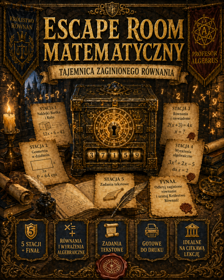 Escaperoom -Równania klasa 6