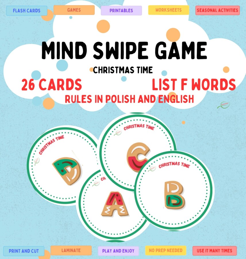 Christmas Mind Swipe Game, lesson warm up/ Świąteczna gra na rozgrzewkę, utrwalenie- poszerzenie słownictwa
