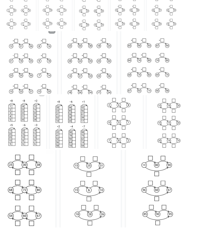 Dodawanie i odejmowanie grafy - w zakresie 10,20, 50,100/ 44 stron dla klas 1-3