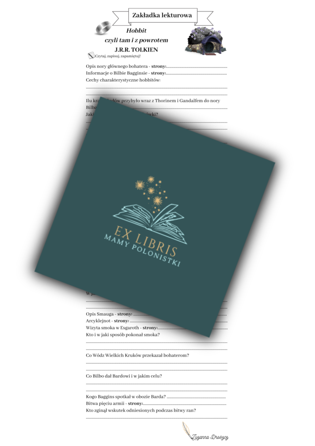 Zakładki lekturowe - ,,Hobbit..."