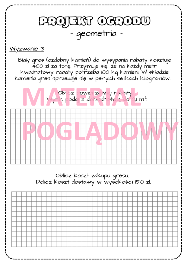 Projekt edukacyjny – klasa 6, 7, 8. Innowacja pedagogiczna. Obliczenia praktyczne. Projekt ogrodu. Geometria