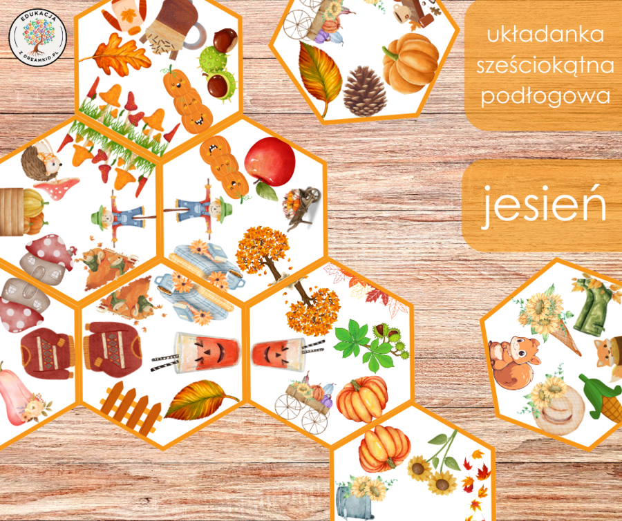 Układanka sześciokątna XXL - jesień