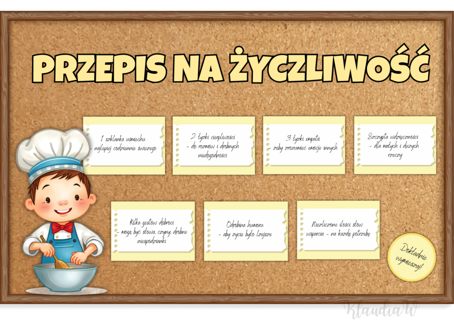 Przepis na życzliwość - gazetka szkolna na Dzień Życzliwości