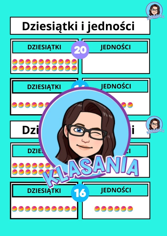 Dziesiątki i jedności - wklejki oraz karty pracy wprowadzające.