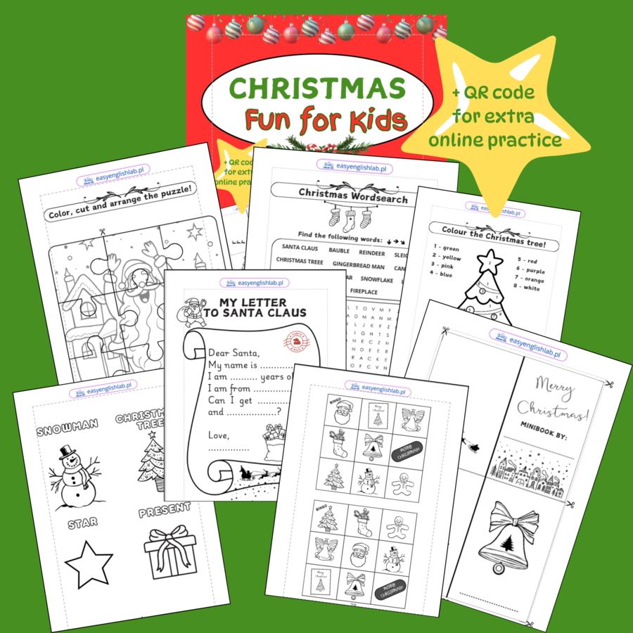 Christmas Fun For Kids - karty pracy do kopiowania + online practice