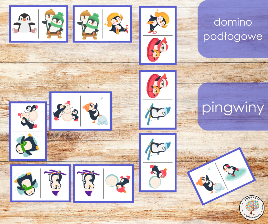 Domino podłogowe - pingwiny