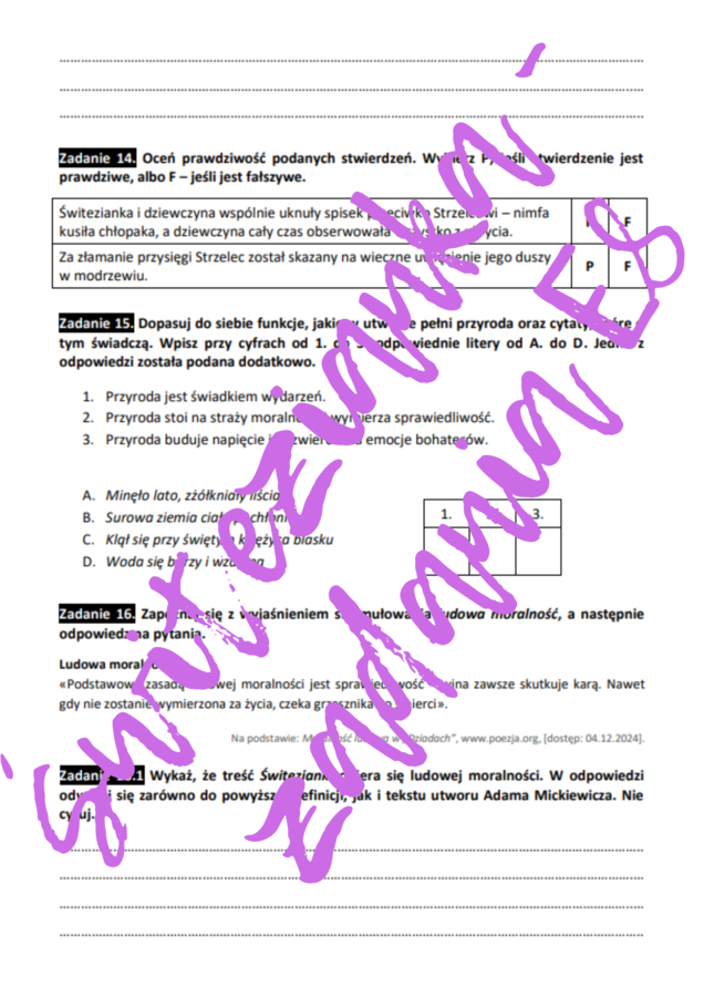 E8 „Świtezianka" *ZBIÓR ZADAŃ EGZAMINACYJNYCH* – wymagania 2024/2025 i 2025/2026