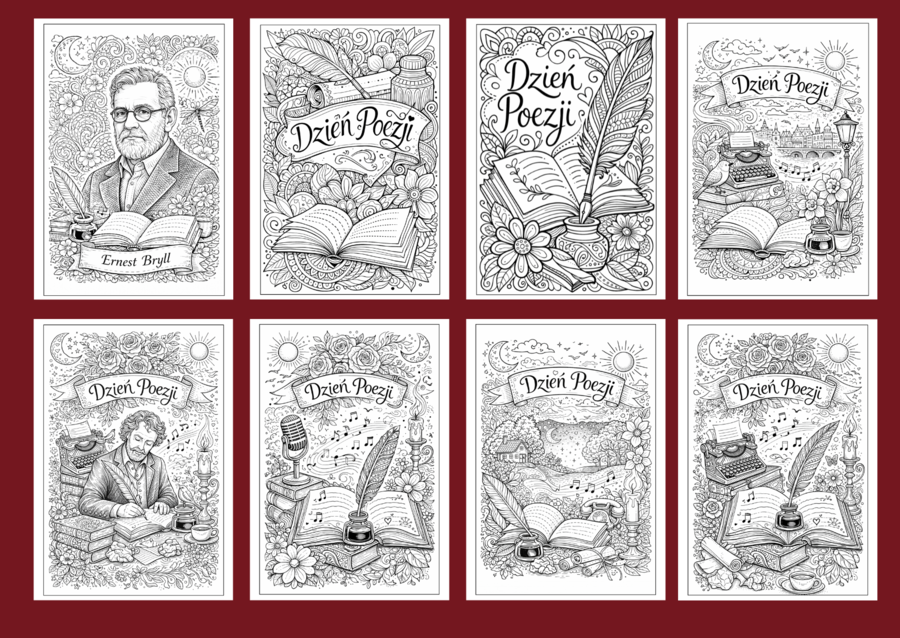 DZIEŃ POEZJI - kolorowanki - 17 szt.