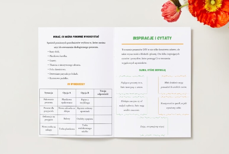 Przewodnik dydaktyczny. Plan lekcji. Ekologiczne prezenty. Pomysły na rękodzieło. Nauka planowania budżetu. Świadomość ekologiczna.