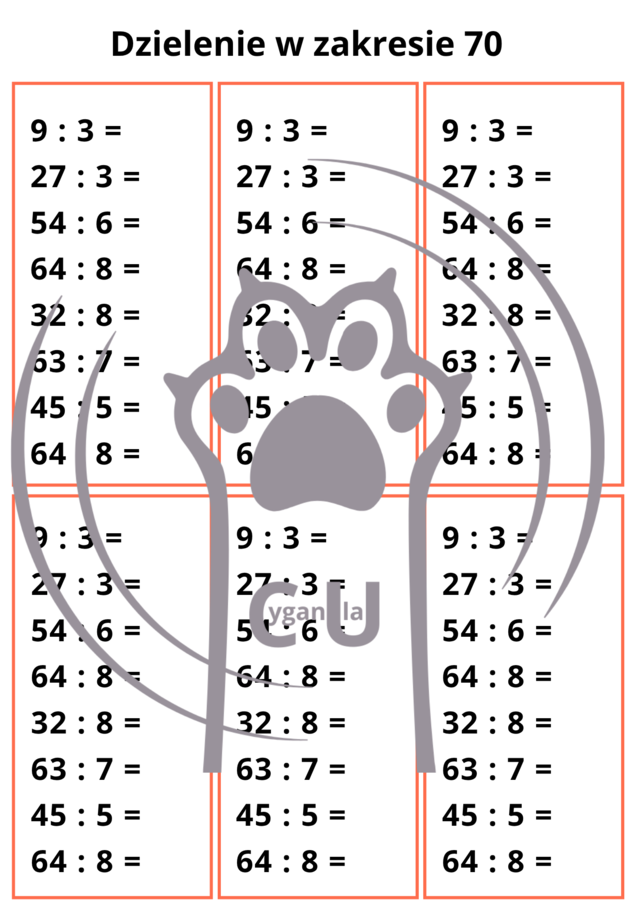Dzielenie - zestaw do sprawdzania i utrwalania - karty pracy / wklejki