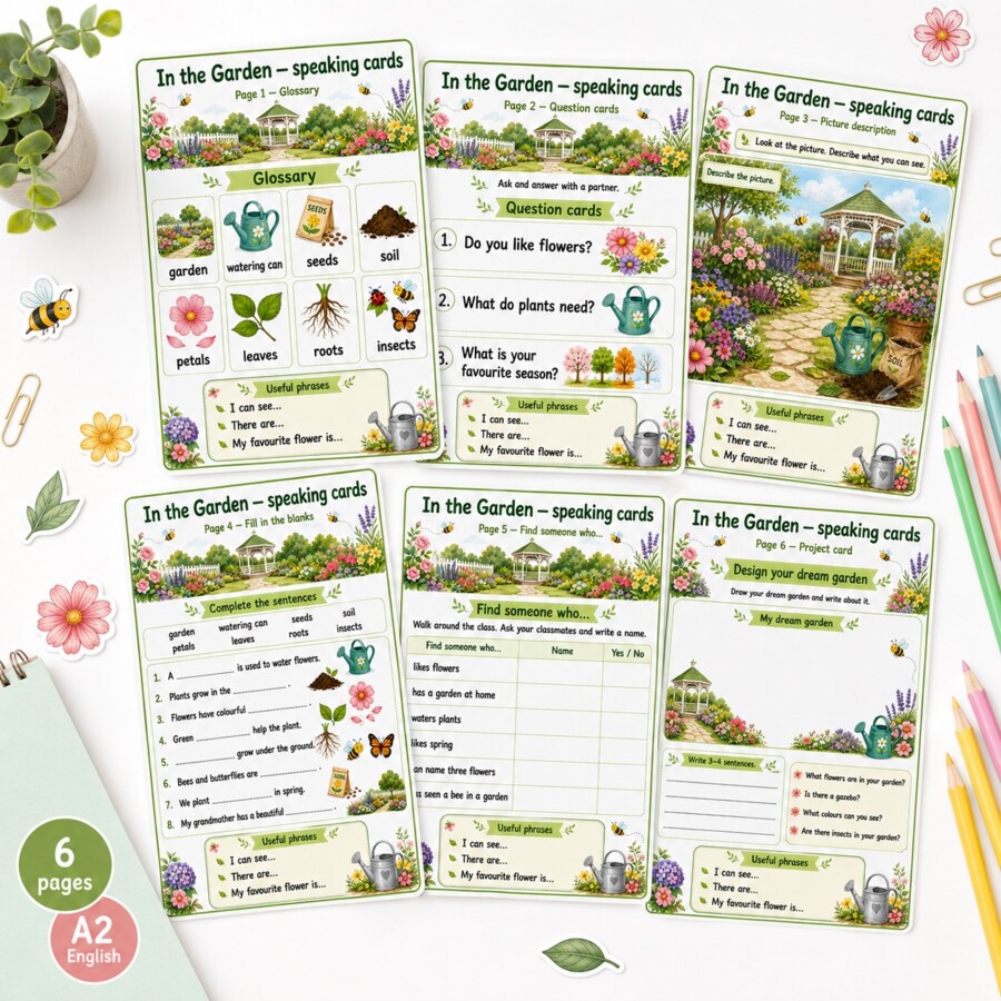 In the Garden. Speaking cards