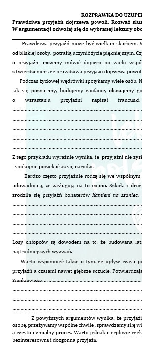 TRZY ROZPRAWKI DO UZUPEŁNIENIA: TĘSKNOTA, PRZYJAŹŃ, ODWAGA.