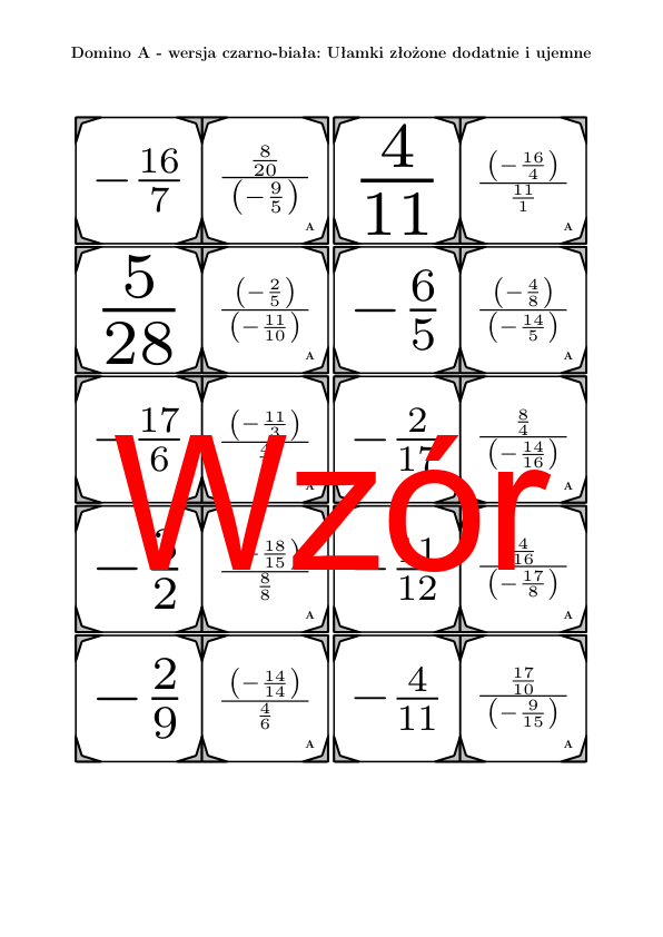 Domino - Ułamki złożone dodatnie i ujemne | matematyka