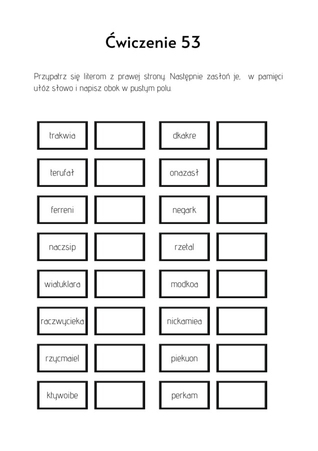 Ćwiczenia na pamięć i koncentrację uwagi dla nastolatków. Część 3