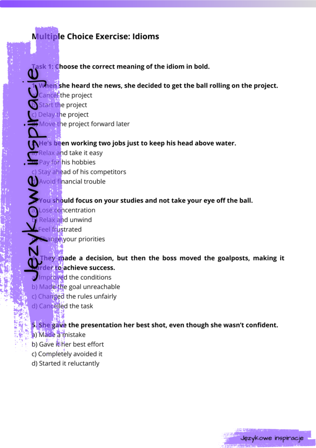 65 ENGLISH IDIOMS Angielskie idiomy Matura