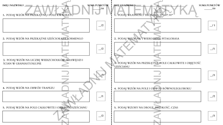 KARTKÓWKI ÓSMOKLASISTY ZE WZORÓW
