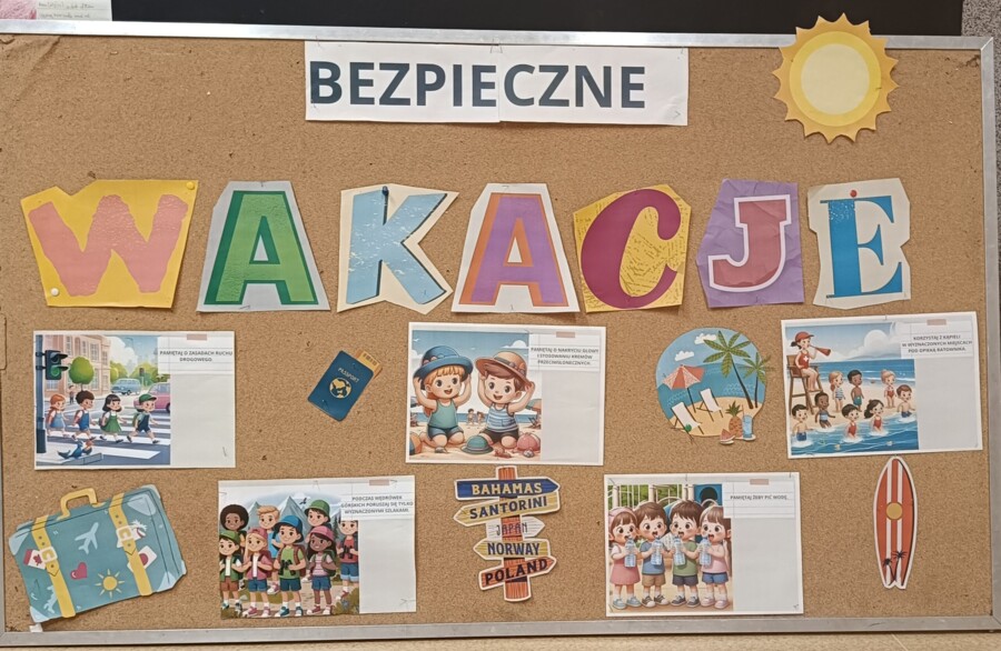Gazetka "Bezpieczne wakacje" i kolorowanka XXl oraz A4