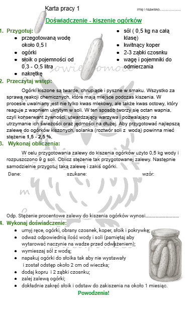 Stężenia procentowe roztworów- kiszenie ogórków