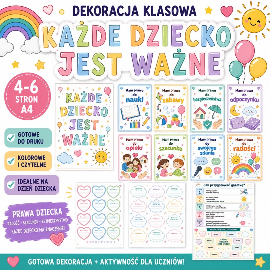 Dekoracja klasowa. Każde dziecko ma prawo do radości