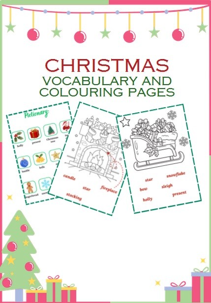 Christmas - vocabulary and colouring pages