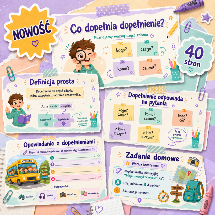 Co dopełnia dopełnienie? Prezentacja do lekcji.