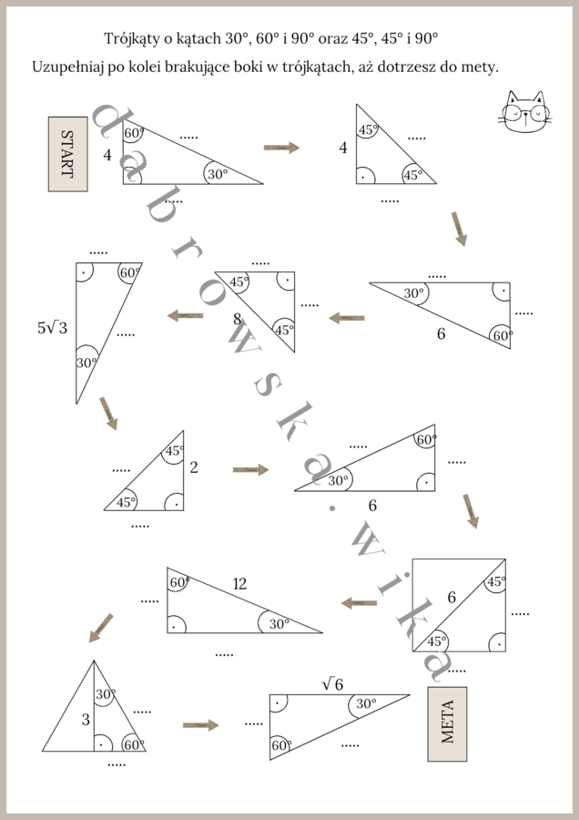 Trójkąty o kątach 30°, 60° i 90° oraz 45°, 45° i 90°